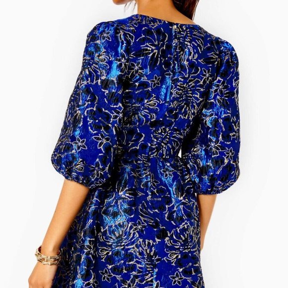 Lilly Pulitzer NWT Calyssa Party Dress Twilight Floral Brocade - Picture 7 of 12